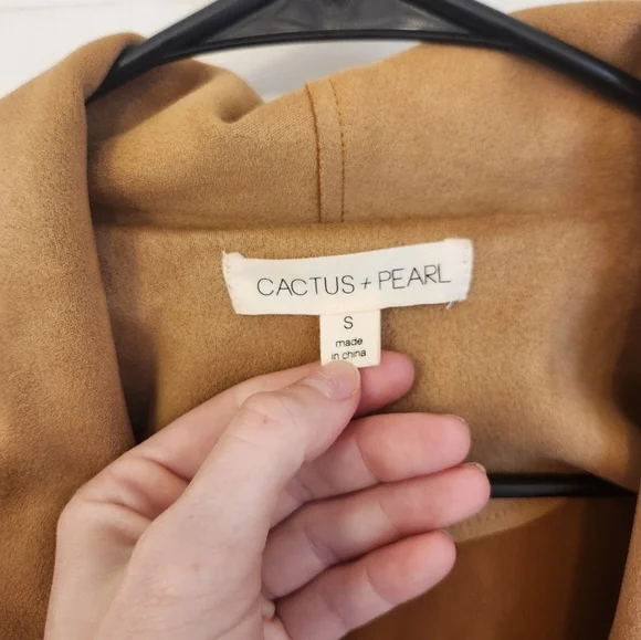 Cactus + Pearl Suede Mustard Brown Midi Coat W/ Belt Size S #R446 - Picture 2 of 5